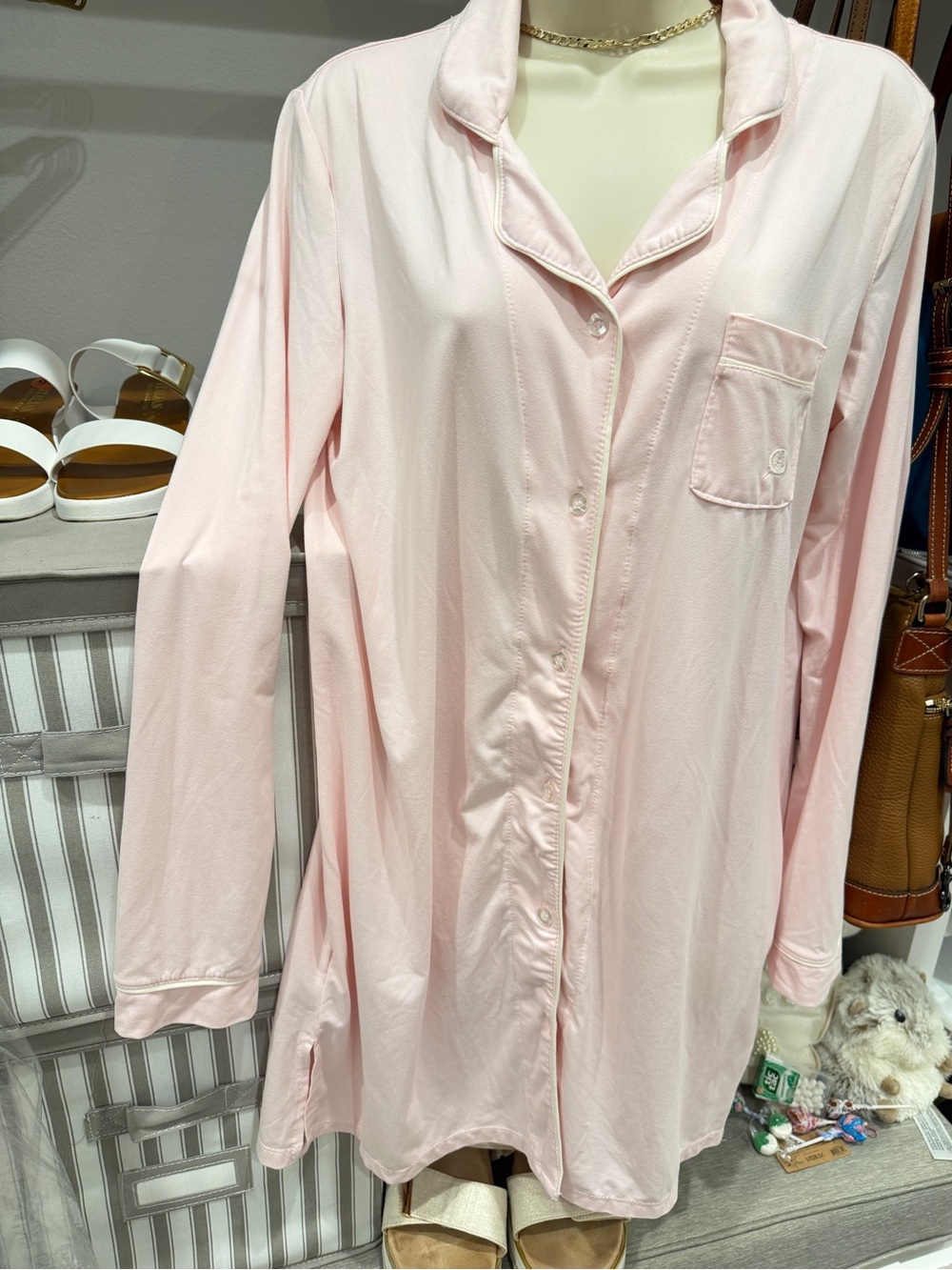 Born Light Pink Button-Down Pajama Top
